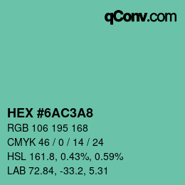 颜色代码: HEX #6AC3A8 | qconv.com