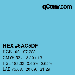 Color code: HEX #6AC5DF | qconv.com