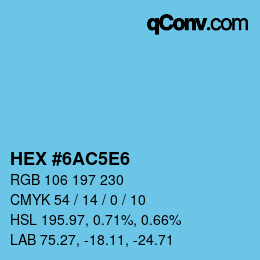 Farbcode: HEX #6AC5E6 | qconv.com