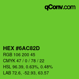 颜色代码: HEX #6AC82D | qconv.com