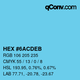 Farbcode: HEX #6ACDEB | qconv.com