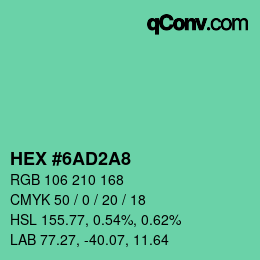 颜色代码: HEX #6AD2A8 | qconv.com