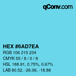 カラーコード: HEX #6AD7EA | qconv.com