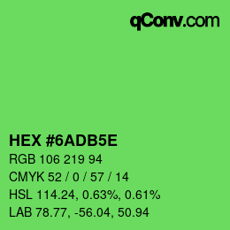 Color code: HEX #6ADB5E | qconv.com