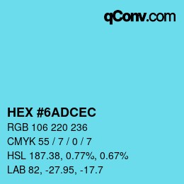 Código de color: HEX #6ADCEC | qconv.com