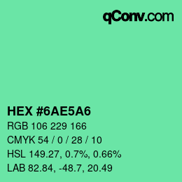 Color code: HEX #6AE5A6 | qconv.com