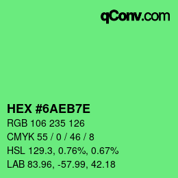 Color code: HEX #6AEB7E | qconv.com