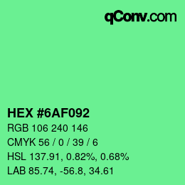 Color code: HEX #6AF092 | qconv.com