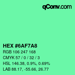 Color code: HEX #6AF7A8 | qconv.com