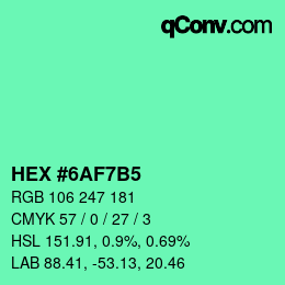 Color code: HEX #6AF7B5 | qconv.com