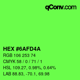 Color code: HEX #6AFD4A | qconv.com