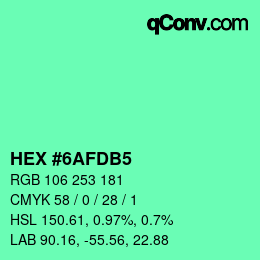 颜色代码: HEX #6AFDB5 | qconv.com