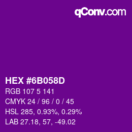 カラーコード: HEX #6B058D | qconv.com