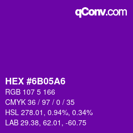 Color code: HEX #6B05A6 | qconv.com