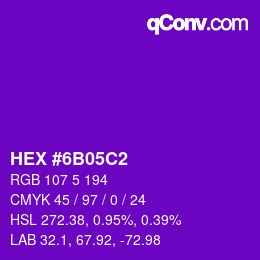 颜色代码: HEX #6B05C2 | qconv.com