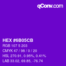 Color code: HEX #6B05CB | qconv.com