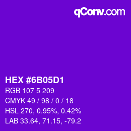 颜色代码: HEX #6B05D1 | qconv.com