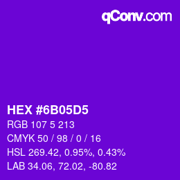 Color code: HEX #6B05D5 | qconv.com