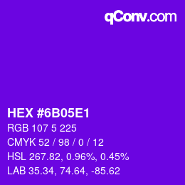 Color code: HEX #6B05E1 | qconv.com