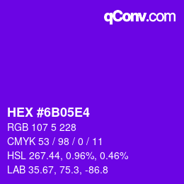 カラーコード: HEX #6B05E4 | qconv.com