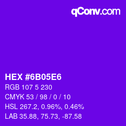 Color code: HEX #6B05E6 | qconv.com