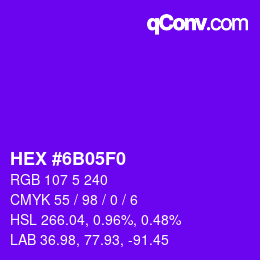 Color code: HEX #6B05F0 | qconv.com