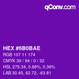 Color code: HEX #6B0BAE | qconv.com