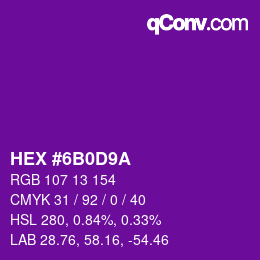 カラーコード: HEX #6B0D9A | qconv.com