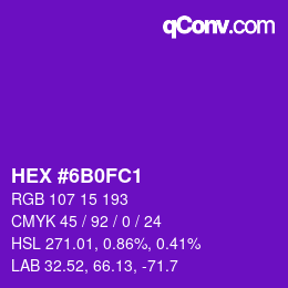 Color code: HEX #6B0FC1 | qconv.com