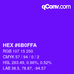 Color code: HEX #6B0FFA | qconv.com