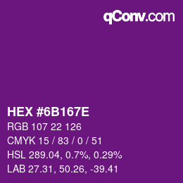 Color code: HEX #6B167E | qconv.com