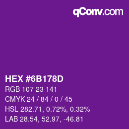 Color code: HEX #6B178D | qconv.com