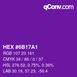 颜色代码: HEX #6B17A1 | qconv.com
