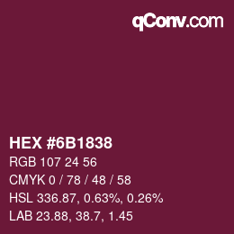 Código de color: HEX #6B1838 | qconv.com