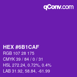 Color code: HEX #6B1CAF | qconv.com