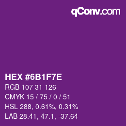 Color code: HEX #6B1F7E | qconv.com