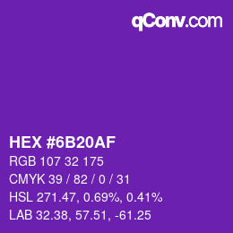 Color code: HEX #6B20AF | qconv.com