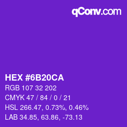 Color code: HEX #6B20CA | qconv.com