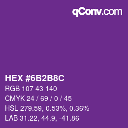 Color code: HEX #6B2B8C | qconv.com