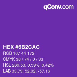 Color code: HEX #6B2CAC | qconv.com