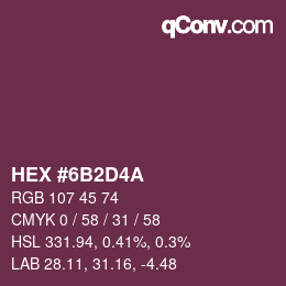 Color code: HEX #6B2D4A | qconv.com