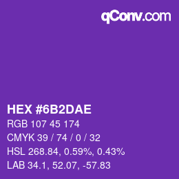 Color code: HEX #6B2DAE | qconv.com
