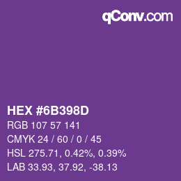 Farbcode: HEX #6B398D | qconv.com