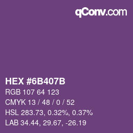 Color code: HEX #6B407B | qconv.com