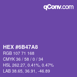 Color code: HEX #6B47A8 | qconv.com