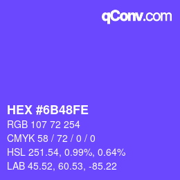 Color code: HEX #6B48FE | qconv.com