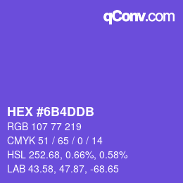 颜色代码: HEX #6B4DDB | qconv.com