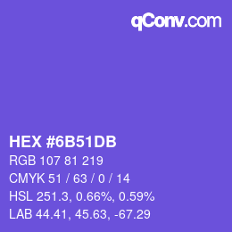 カラーコード: HEX #6B51DB | qconv.com
