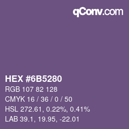 颜色代码: HEX #6B5280 | qconv.com