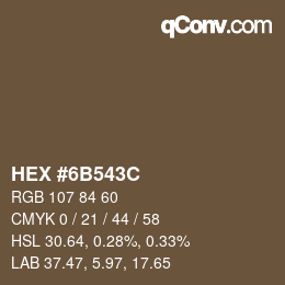 Color code: HEX #6B543C | qconv.com